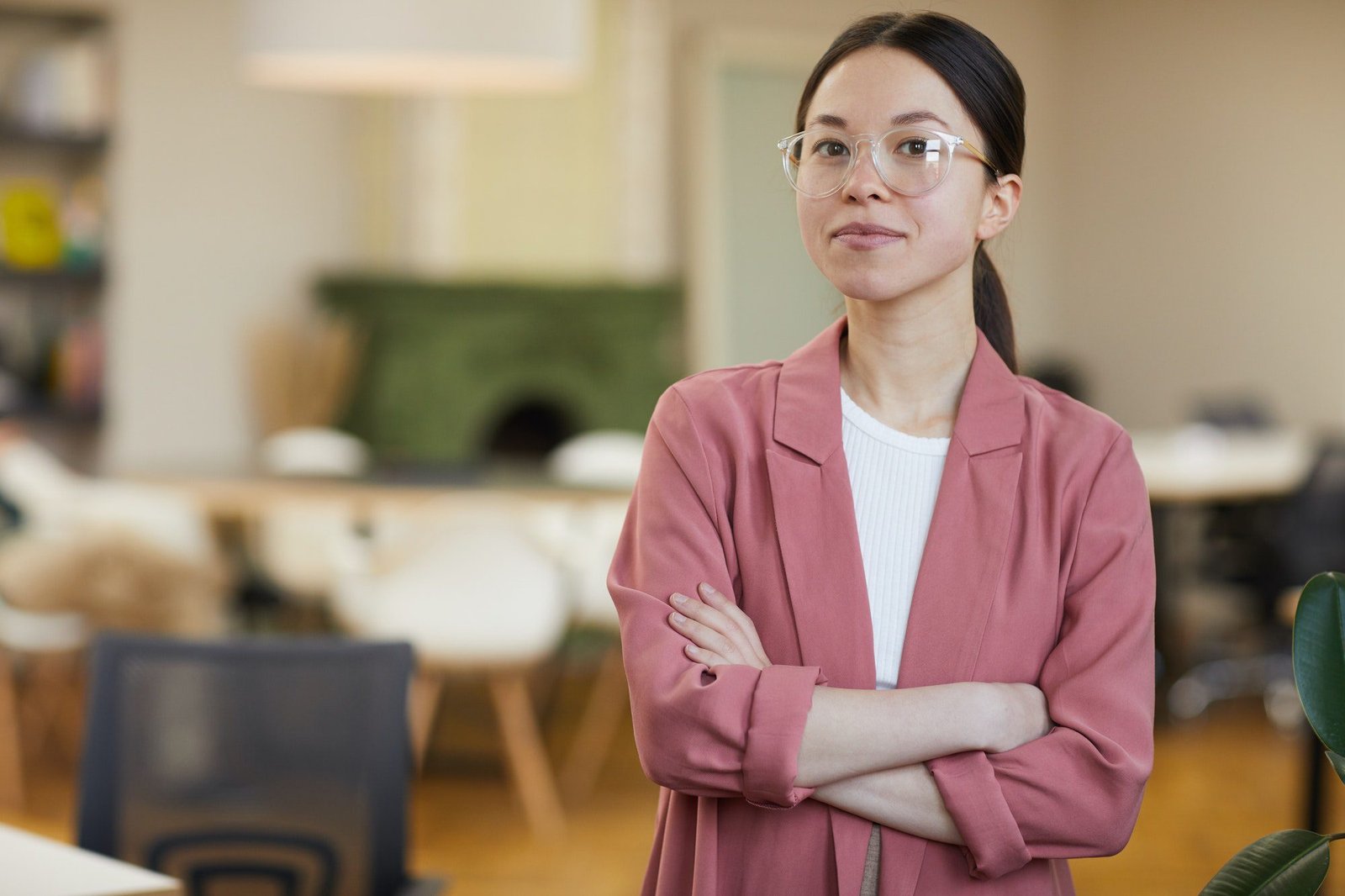 Asian young woman at office